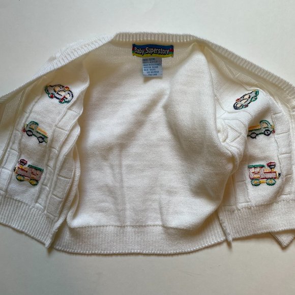 White Multi-Color Button Down Cardigan Sweater by Baby Superstore 12 Months NWOT - Picture 8 of 10